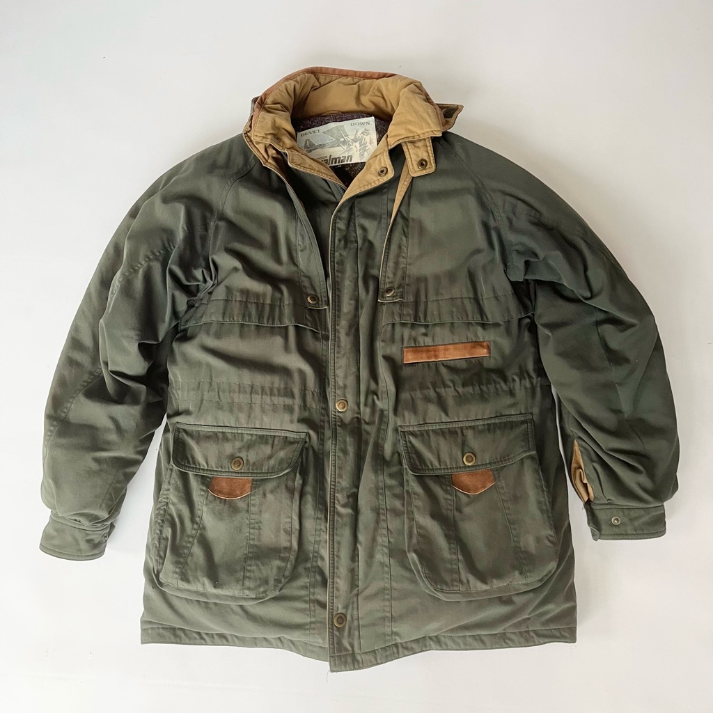 Men's Military-Style Olive Field Jacket With Tan Trim